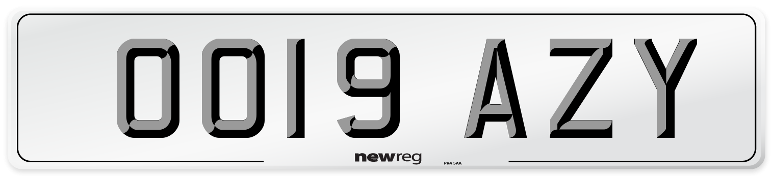 OO19 AZY Number Plate from New Reg